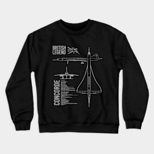 Concorde Passenger Jet Aircraft Blueprint Crewneck Sweatshirt